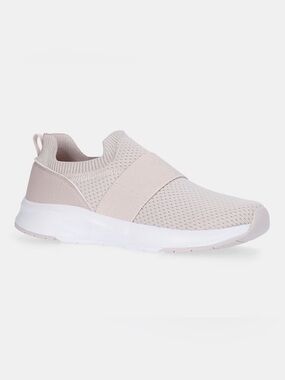Athletic Works Knit Slip-On Banded Jogger Sneakers in Pale Pink and White